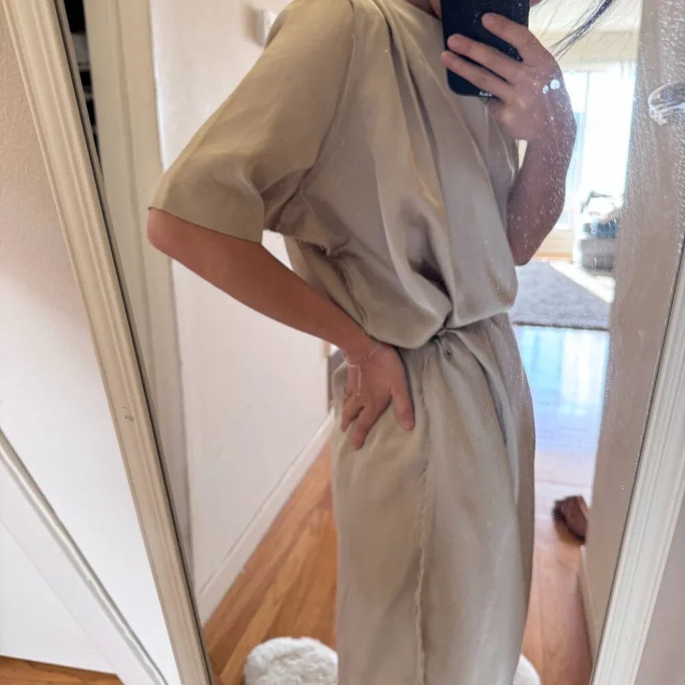 Acne Studios Bacall beige champagne mini dress FR 34 US 2 - Picture 5 of 13